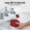 Large 300 milliliter water tank for plenty of steam time