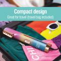 Compact design, great for travel, travel bag included