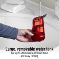 Large, removable water tank for up to 20 minutes of steam time and easy refilling