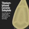 Titanium infused ceramic soleplate, over 300 holes for superior steam performance with CHI flat iron technology