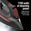 1700 watts of steaming power heats fast and indicates when iron is ready