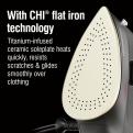 With CHI flat iron technology titanium-infused ceramic soleplate heats quickly, resists scratches and glides smoothly over clothes
