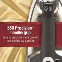 360 precision handle grip, easy to grasp for more comfort and control as you iron