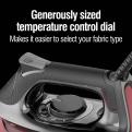 Generously sized temperature control dial makes it easier to select your fabric type