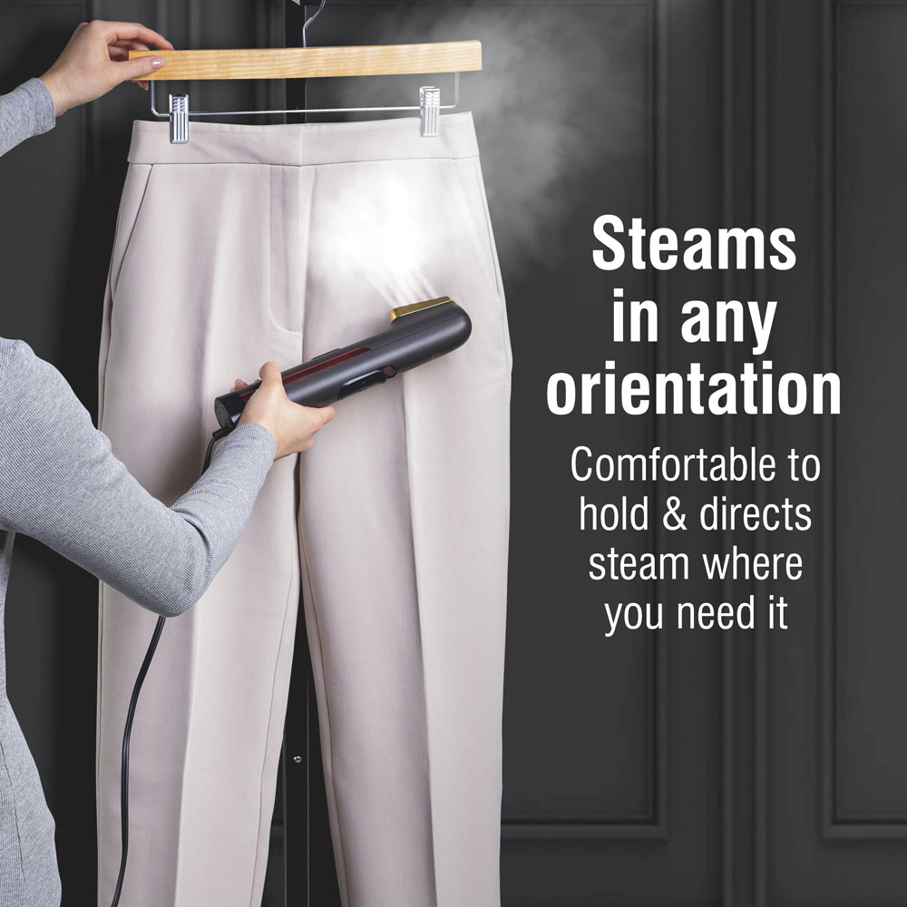 Steams in any orientation, comfortable to hold and direct steam where you need it