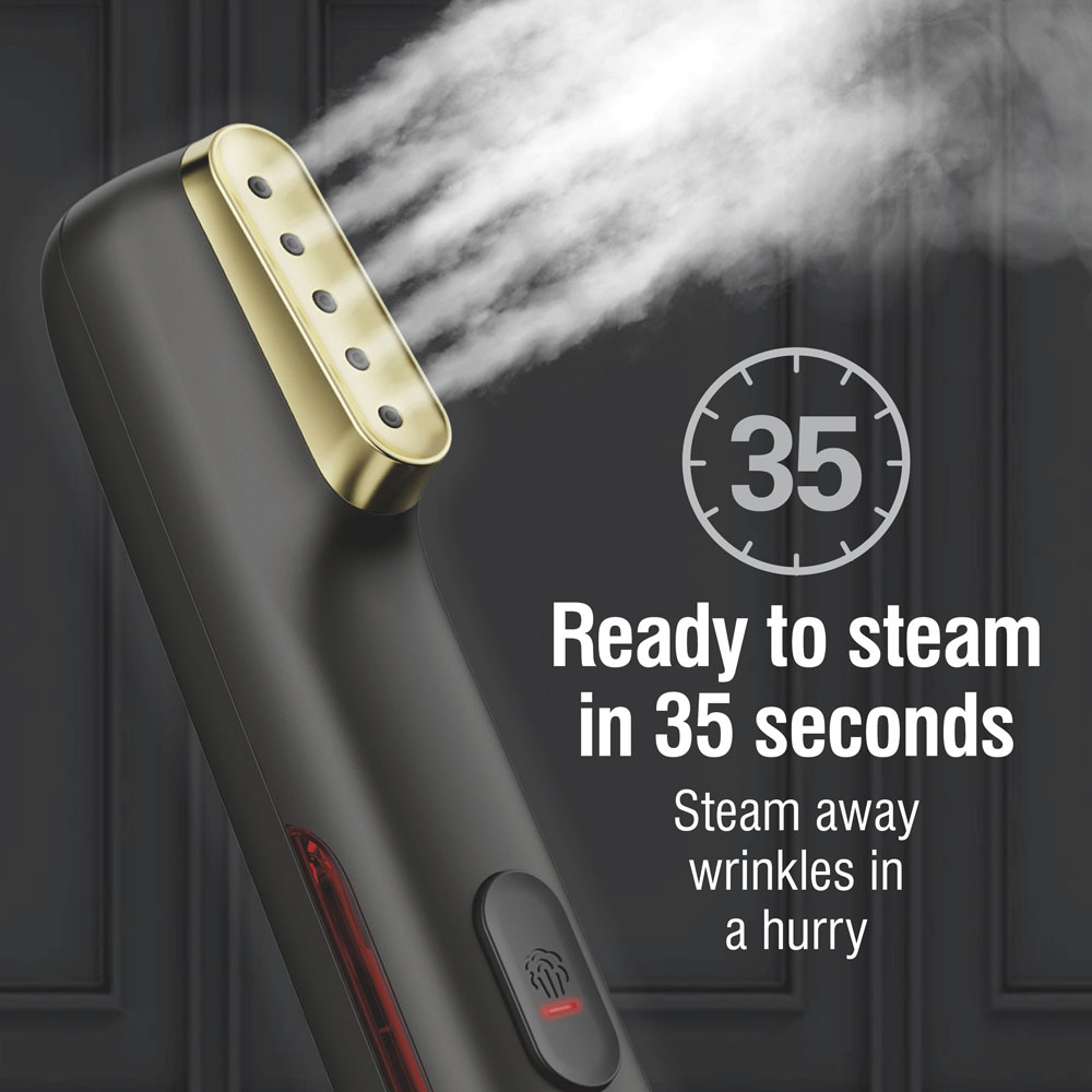 Ready to steam in 35 seconds, steam away wrinkles in a hurry