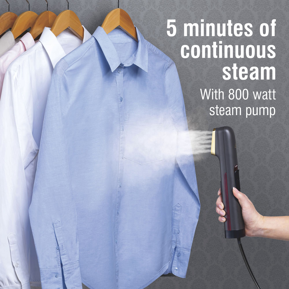 5 minutes of continuous steam with 800 watt steam pump