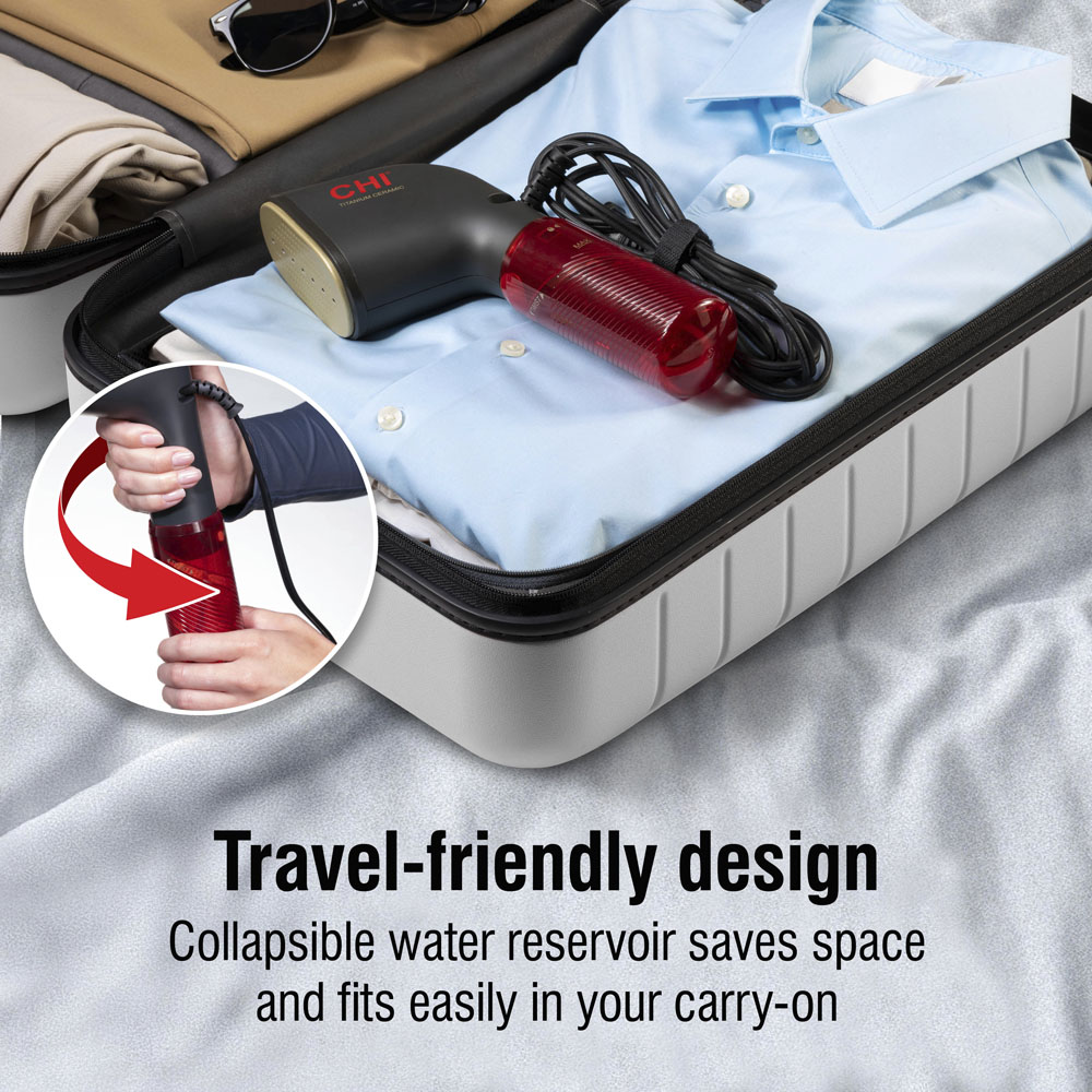 Travel-friendly design, collapsible water reservoir saves space and fits easily in your carry-on
