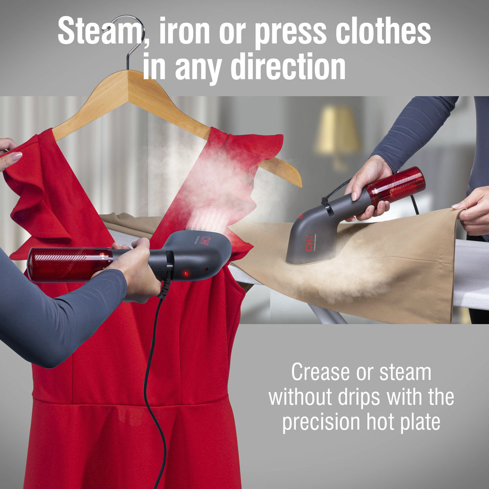 Steam, iron or press clothes in any direction