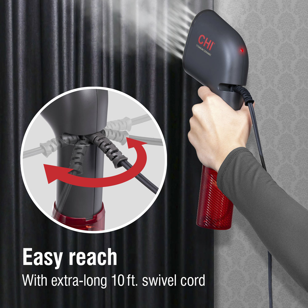 Easy reach with extra-long 10 foot swivel cord