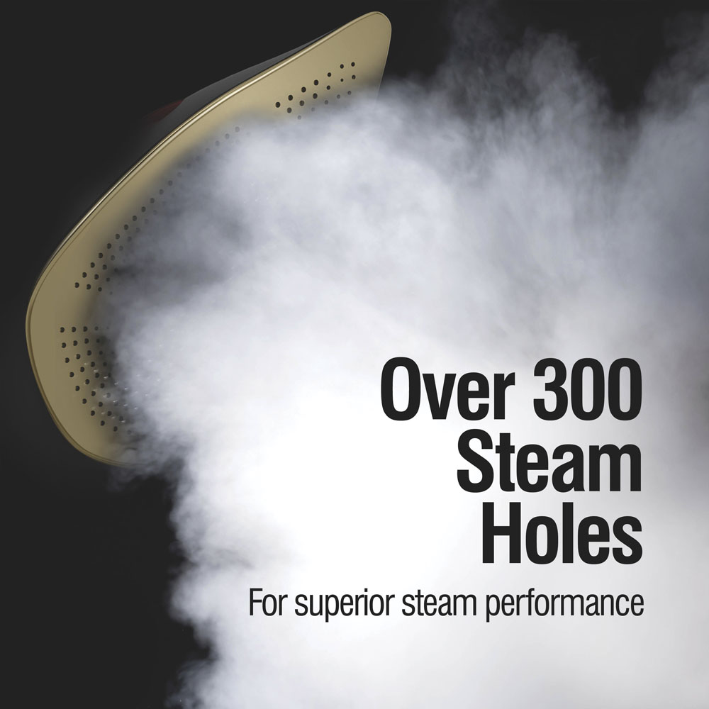 Over 300 steam holes for superior steam performance
