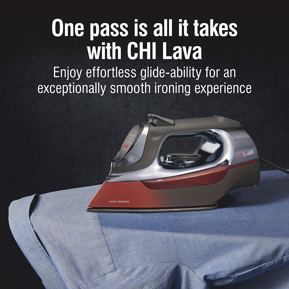 One pass is all it takes with Chi Lava, enjoy effortless glide-ability for an exceptionally smooth ironing experience