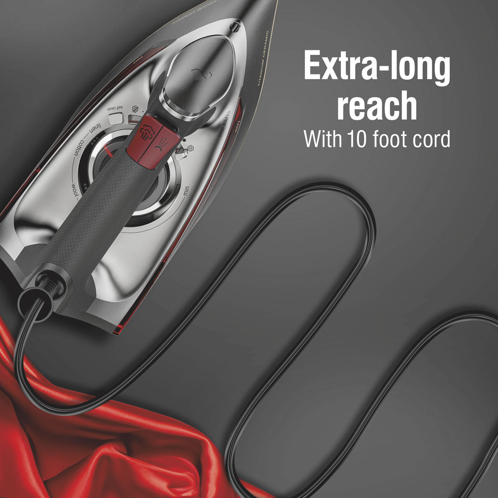 Extra-long reach with 10 foot cord